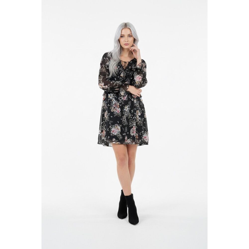 Jessica Simpson black floral cheetah Eden Dress Sz L NWT